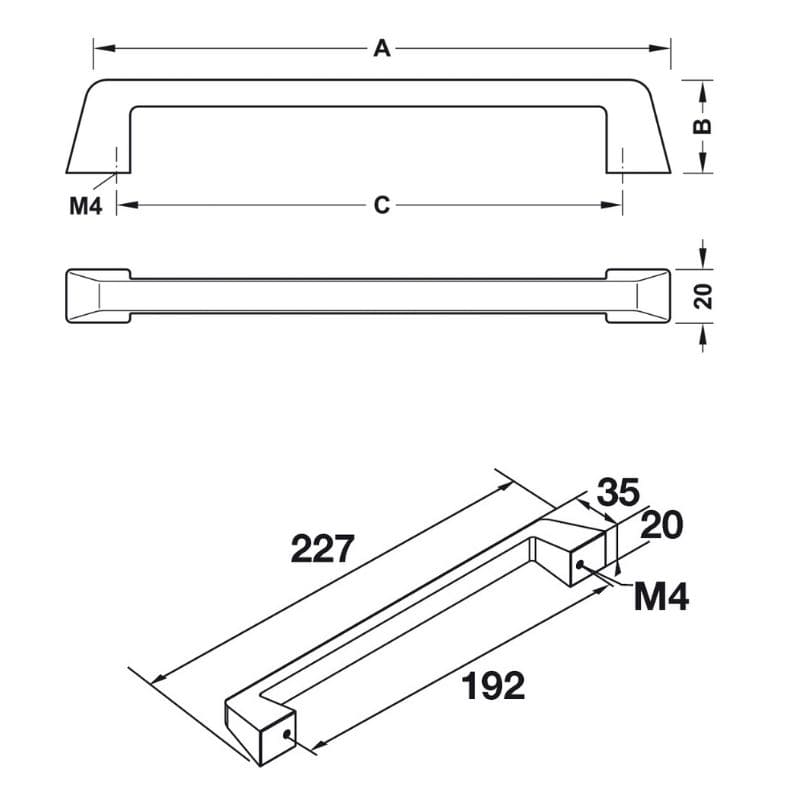 Tay nắm tủ chữ D Hafele 106.69.667 (mạ niken mờ)